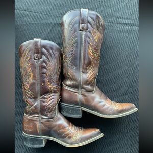 Vintage 1970s Acme Thunderbird Cowboy Boots size 6C Brown Phoenix Eagle